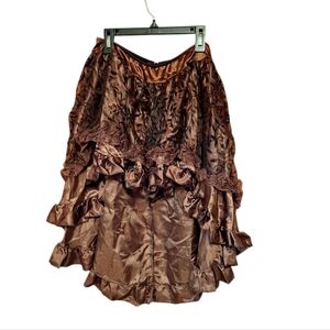 Costume Skirt Dance Hall or Rockabilly Brown High Low Lace Ladies Large